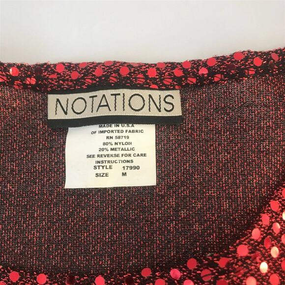 Notations RED Sequins Ladies Medium Top - Picture 1 of 3